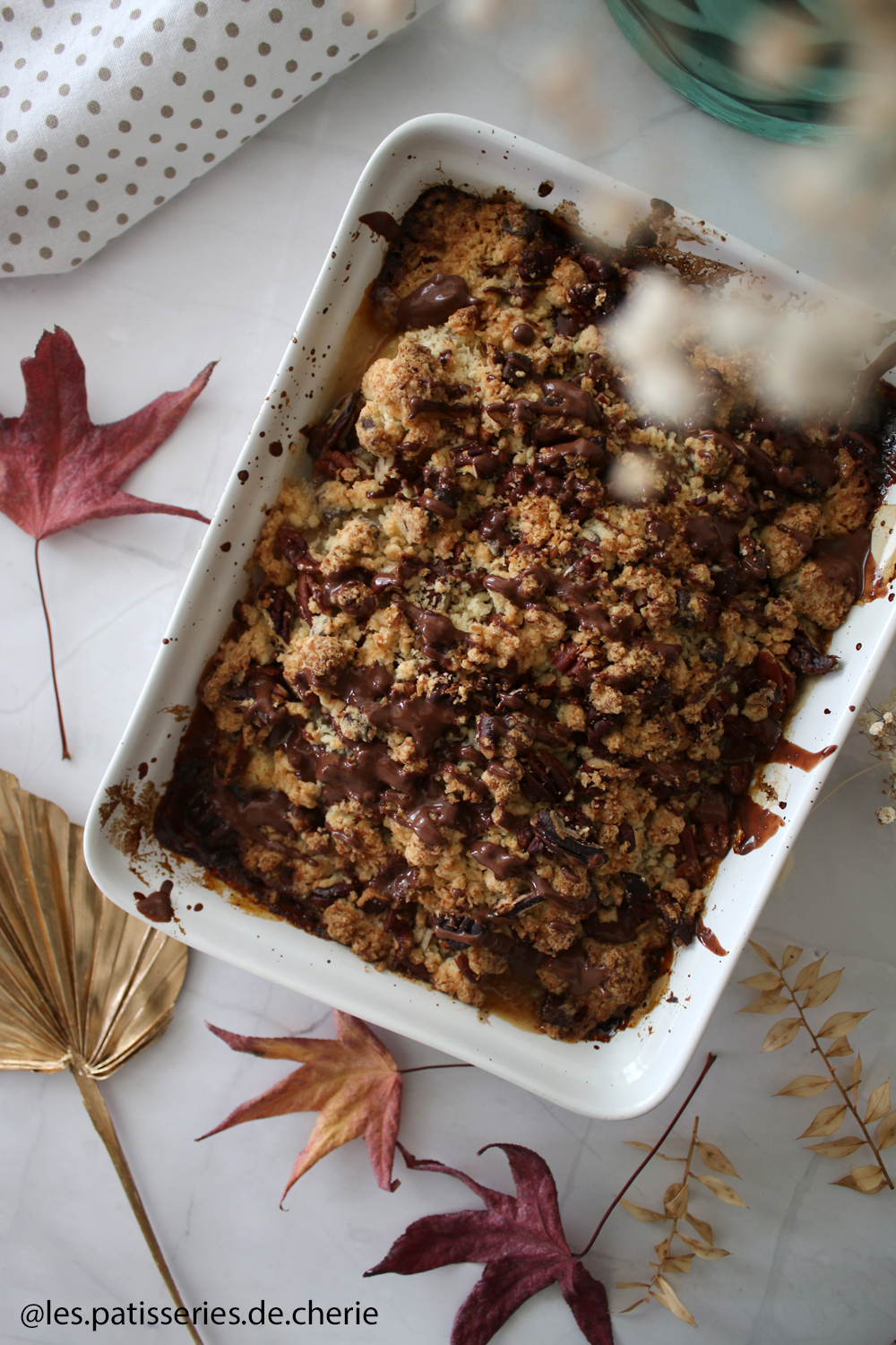 recette crumble poires chocolat cyril lignac